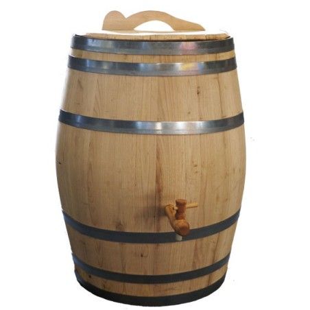 Real wooden chestnut rain barrel 39,6 gallons complete edition