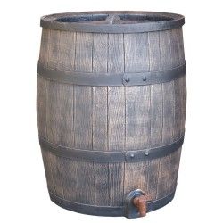 Synthetic wood look rain barrel 52 gallons